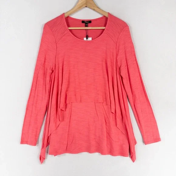 Cupio Tops Cupio Top Womens Small Pink Stretch Knit Layered